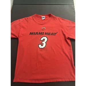 Miami Heat Dwyane Wade Large Adult Shirt Red Short Sleeve NBA Basketball Mens